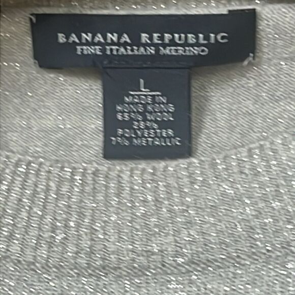 BANANA REPUBLIC FINE‎ ITALIAN MERINO METALLIC SWEATER SIZE L - Picture 4 of 5